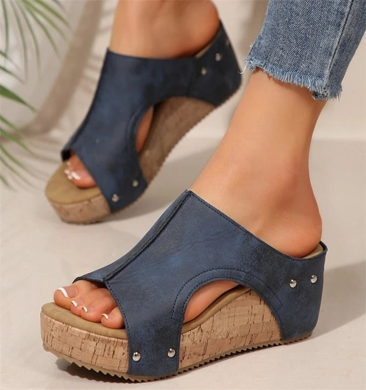 Women Elegant Wedge Sandals Casual Slides