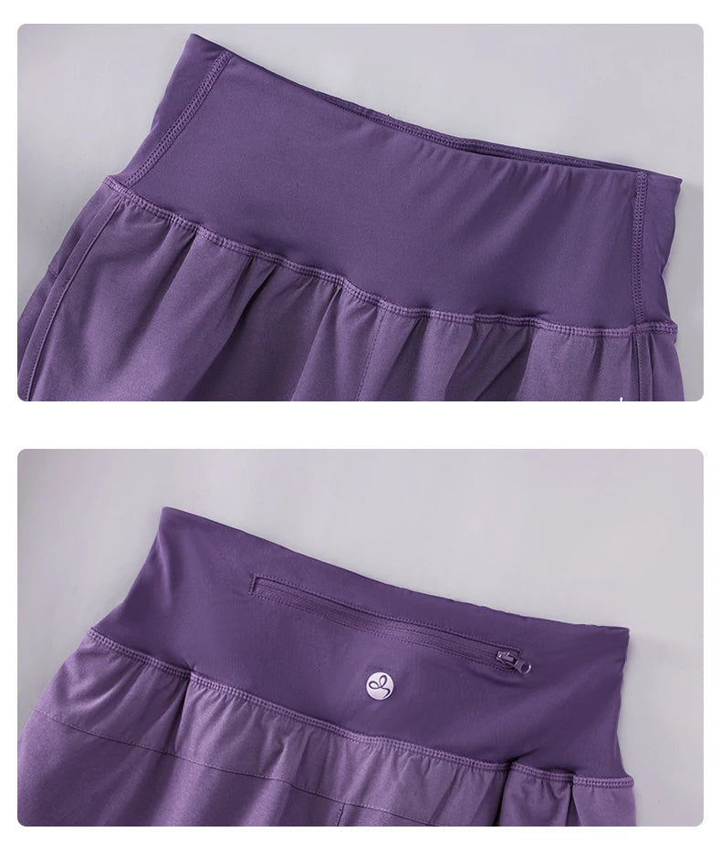 DRUR Knee-Length 2-in-1 Women's Yoga Shorts – High Waist Summer Gym Pants