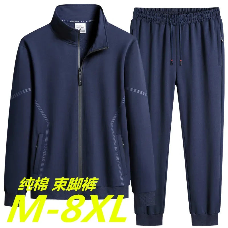 Men’s Plus Size Solid Tracksuit Set