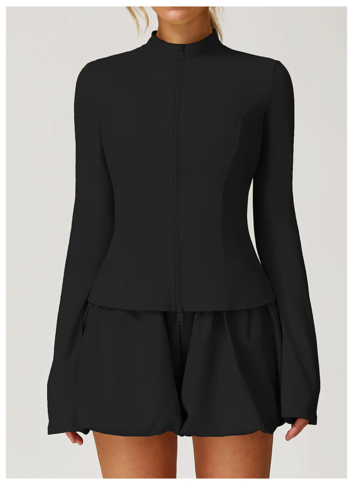 Women's Standing Collar Long Sleeve Yoga Jacket – Summer Training Top