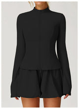 Women's Standing Collar Long Sleeve Yoga Jacket – Summer Training Top