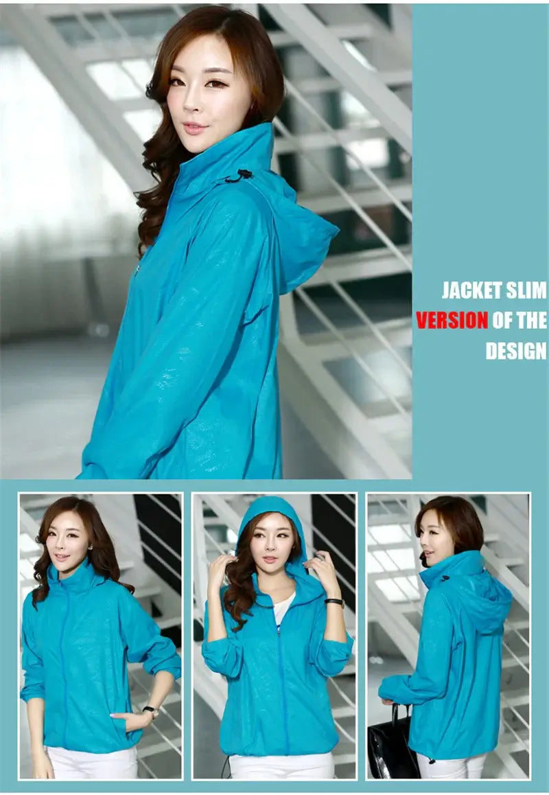 Women Lightweight Waterproof Hooded Windbreaker