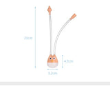 Nasal aspirator for infants featuring cartoon design, dimensions 21cm x 4.5cm, made of silicone, suitable for babies.