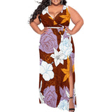 Women 3D Print Halterneck Maxi Dress