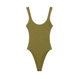 Women Ribbed Snap Button Bodysuit