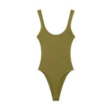 Women Ribbed Strappy Snap Bodysuit