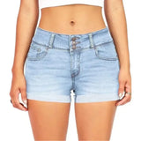Women Denim Waistband Stretch Shorts