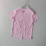 Women Mesh Hollow Back Fitness Shirt