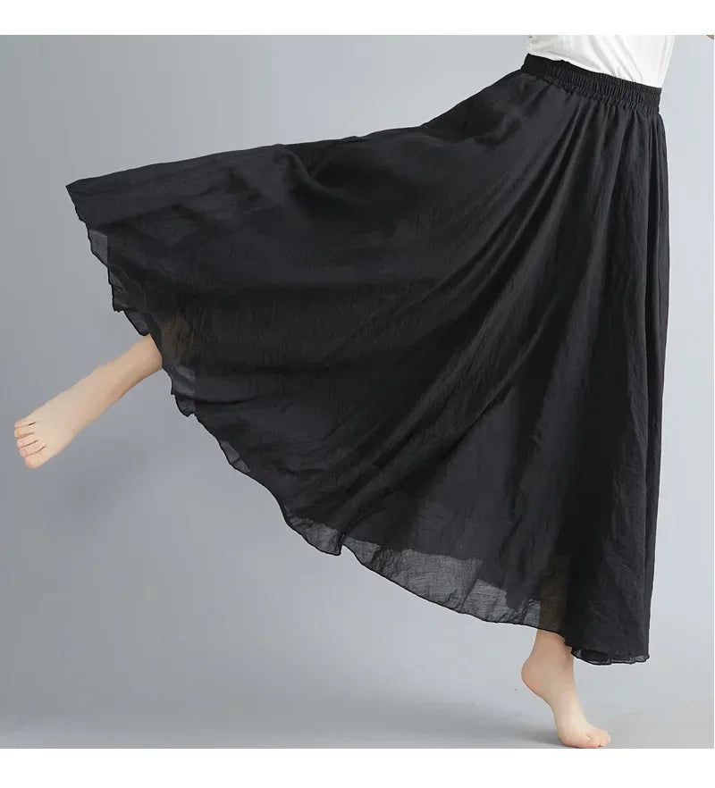 Women Linen Maxi Skirt