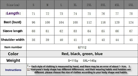 Size chart for PlaidVibe™ V-Neck Summer T-Shirt including measurements for S to 5XL in red, black, green, and blue.