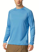 Men's Plus Size Solid Long Sleeve T-Shirt – UV Protection
