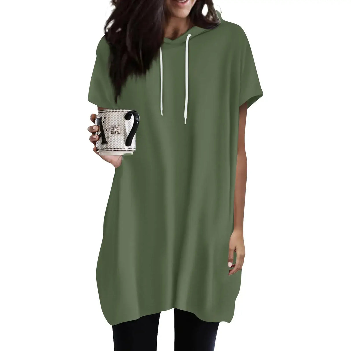 Women Oversized Short Sleeve Hoodie
