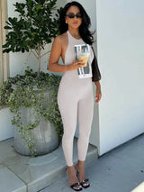 HaloGlam™ – Halter Backless Party Club Jumpsuit (Shiny, Bold & Daring)