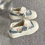 Women Canvas Shoes Thick Sole White Sneakers