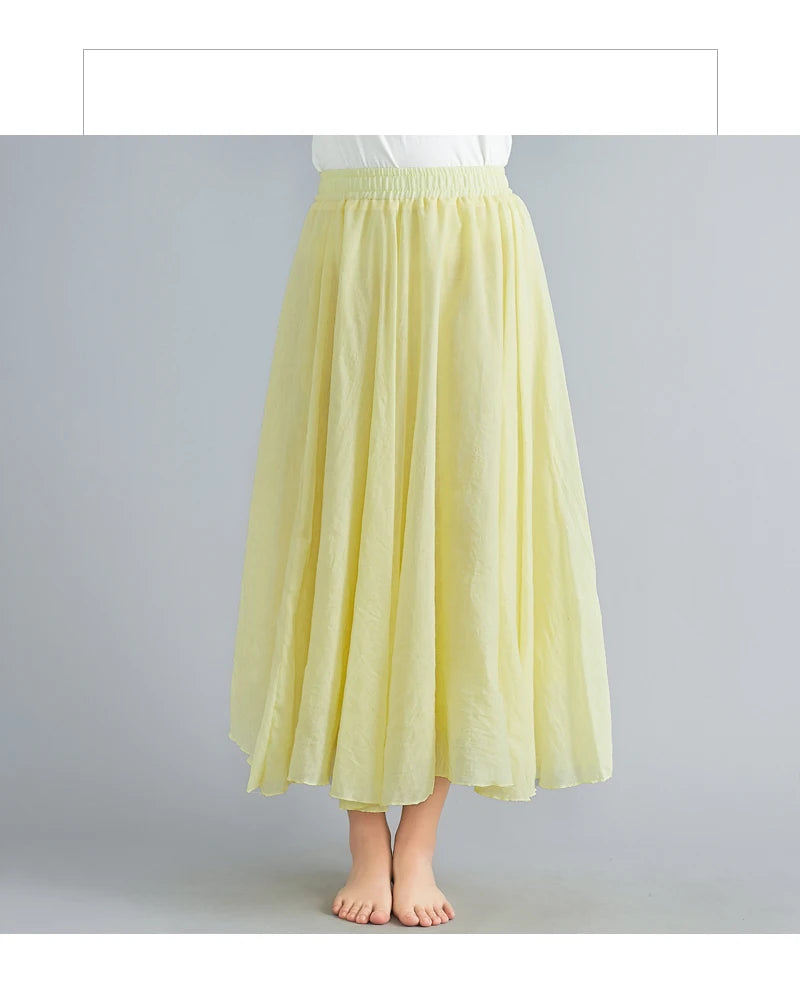 Women Linen Maxi Skirt