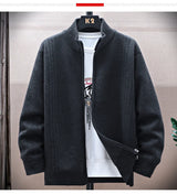 Men Fleece Knit Cardigan Jacket
