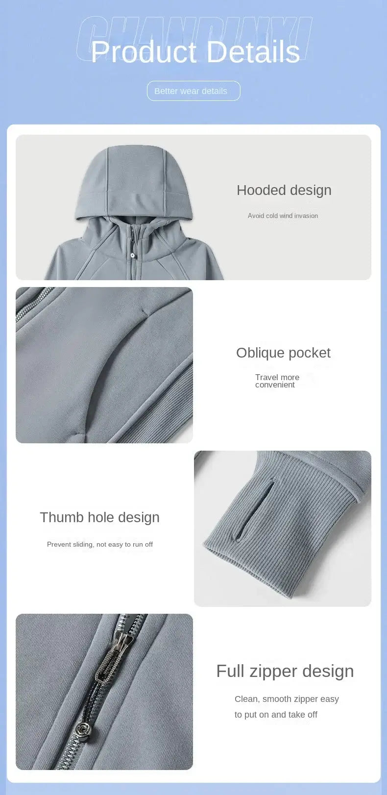 Women Thick Warm Hooded Sports Jacket