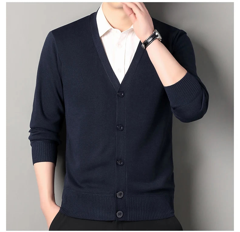 Men V-Neck Knit Cardigan