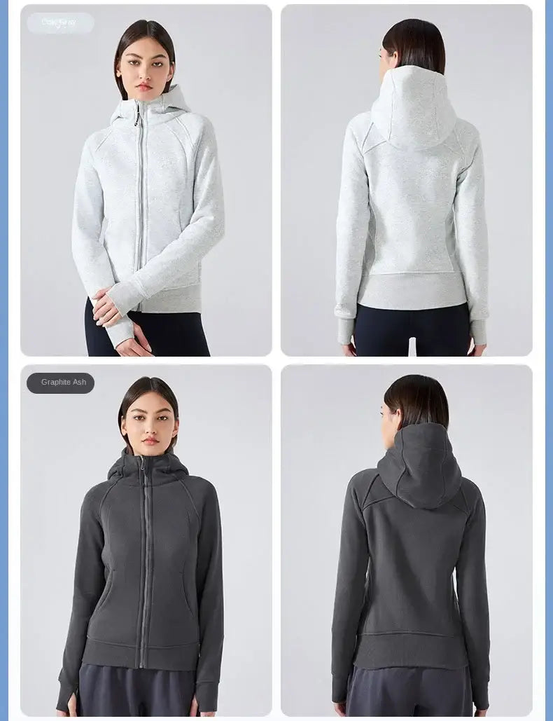 Women Thick Warm Hooded Sports Jacket