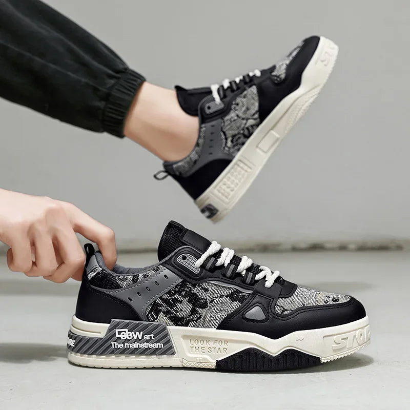 Men Breathable White Skateboard Sneakers