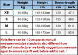 Size chart for Women’s Hanfu Red Dress showing weight, height, and dress length measurements for XS, S, M, and L.