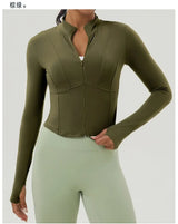 Women Slim Fit Zipper Yoga Top Jacket