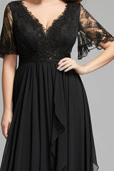 Women Black Lace Maxi Dress