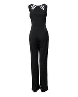 GlimmaStrap™ – Multi-Strap Rhinestone Jumpsuit (Black, Glamorous & Eye-Catching)