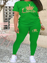 Women Plus Size Printed Casual Set