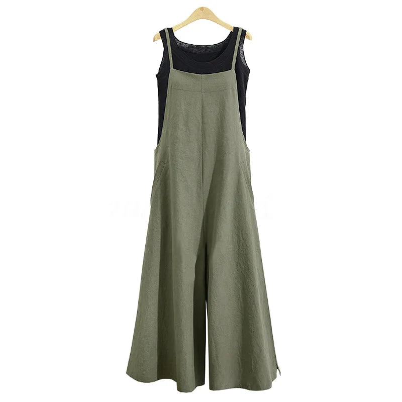 Women Cotton Wide Leg Jumpsuit