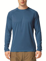 Men's Plus Size Solid Long Sleeve T-Shirt – UV Protection
