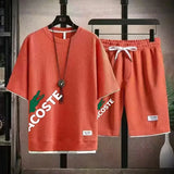 Men Waffle Print Shorts Set