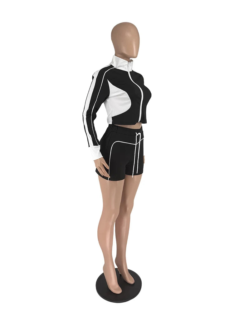 Colorblock Crop & Shorts Tracksuit