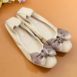 Women Leather Bowknot Slip-On Ballerina Flats
