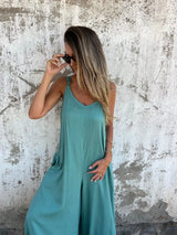 ZenFit™ – V-Neck Wide Leg Sleeveless Jumpsuit (Minimal, Cool & Flexible)