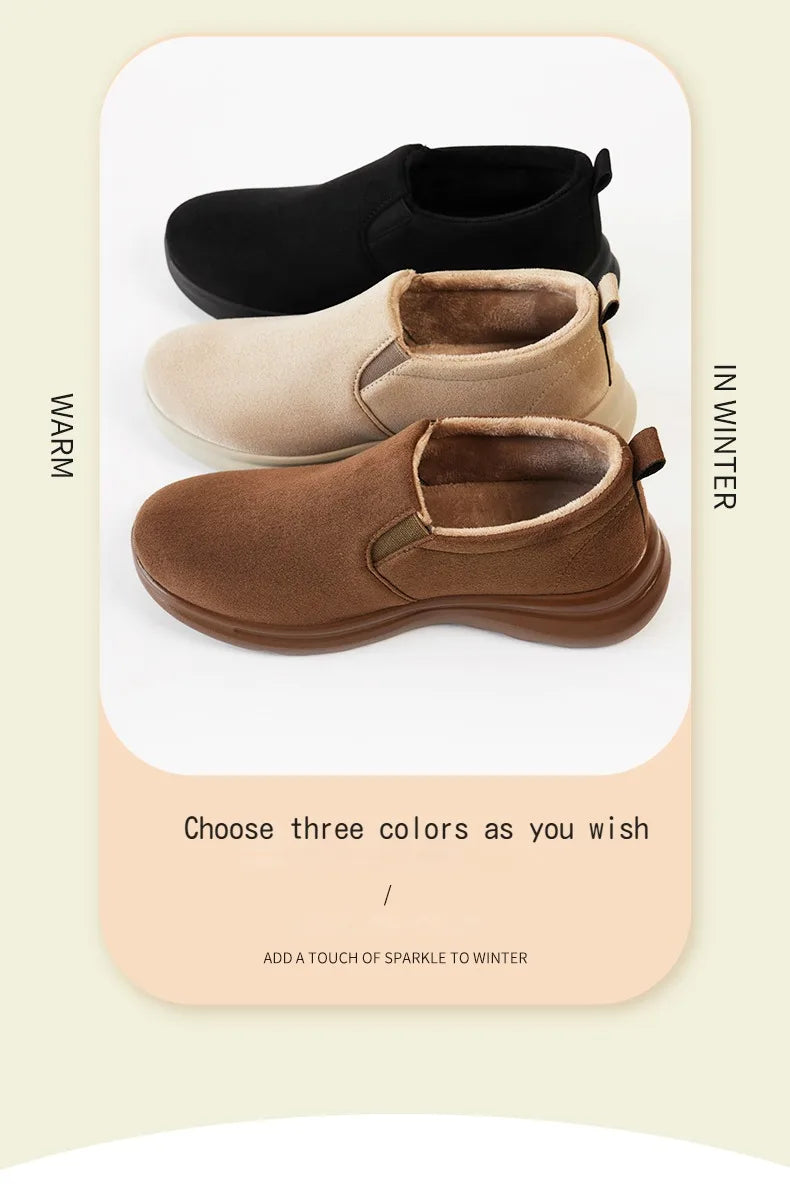 Women Snow Ankle Boots – Anti-Slip Plush Leather Winter Footwear