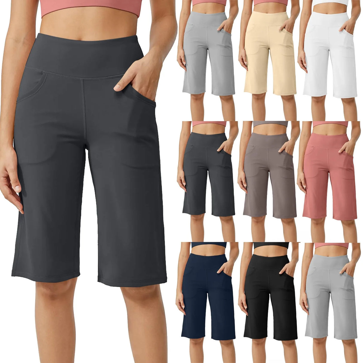Women Capri Pants with Pockets Yoga Fit