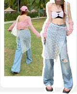 Women Vintage Lace Tulle Bandage Skirt