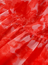 Women Red Floral Off Shoulder Dress