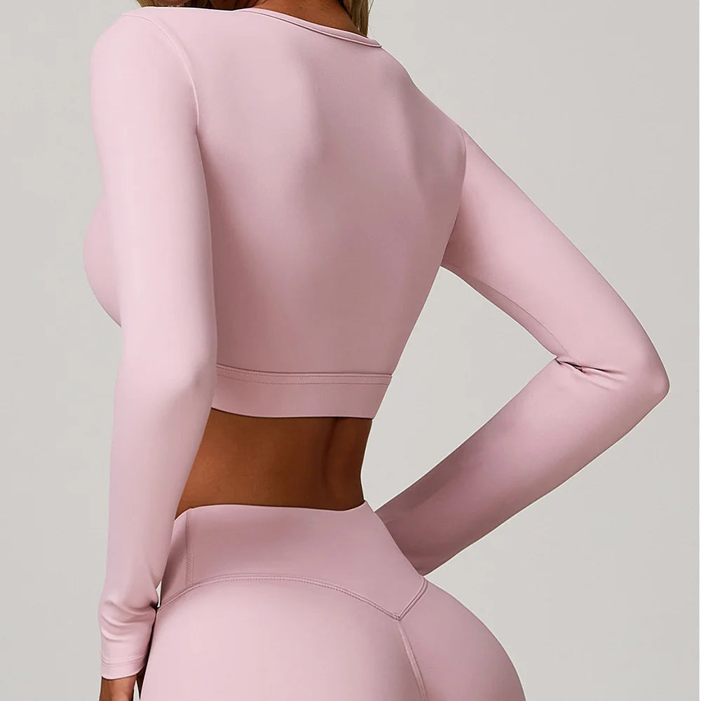 Women's Hollow Out Long Sleeve Yoga Shirt – Gym Workout Running Top