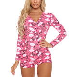 SleepFlick™ – Butt Flap V-Neck Pajama Romper (Playful, Cozy & Lounge-Friendly)