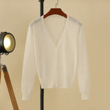 Women Cropped V-Neck Knit Cardigan