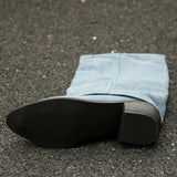 Women’s Knee High Cowboy Denim Boots 2025