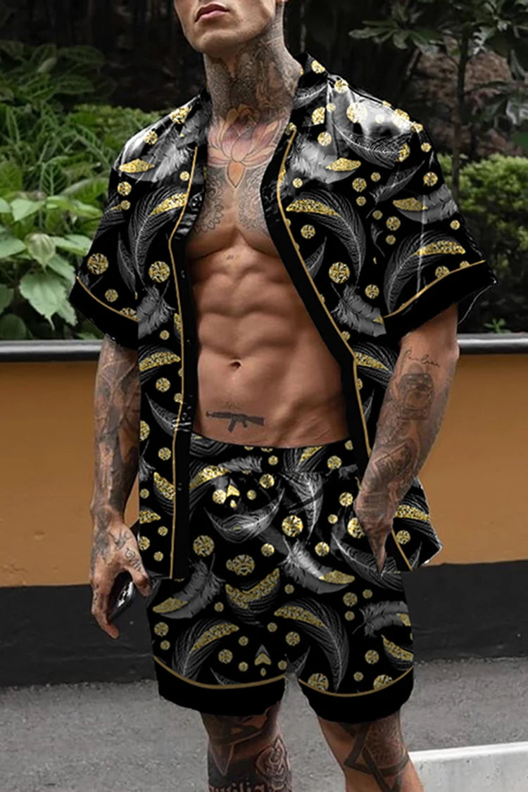 Men Hawaiian Floral Shorts Set