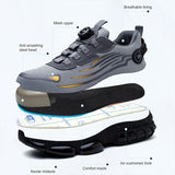Men Rotating Button Steel Toe Safety Shoes