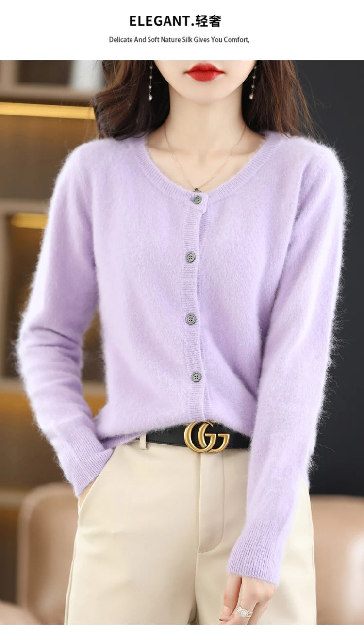 Women's Mink Cashmere Knit Cardigan