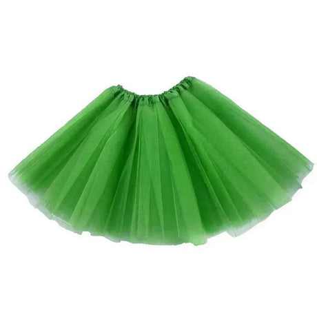 Bright green tutu skirt made of soft tulle, ideal for girl’s dress-up and costume parties.