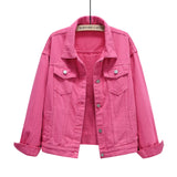 Women’s Pure Color Lapel Denim Jacket