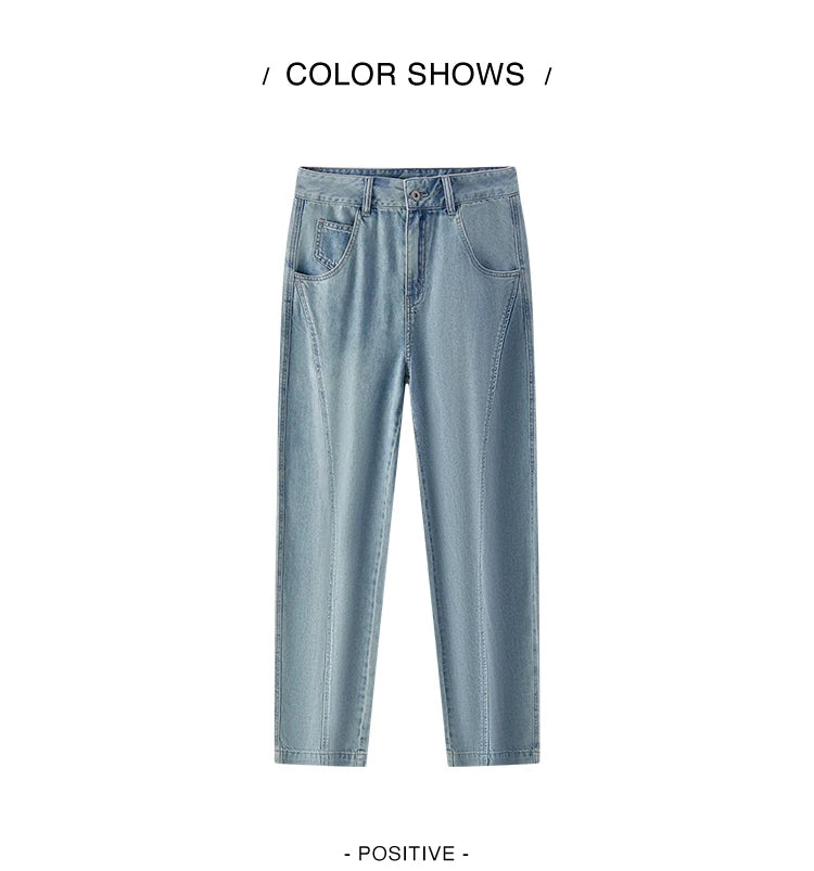 Women Curved Hem Loose Tapered Pants