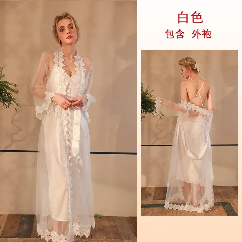 Women Lace Nightgown 3-Piece Set